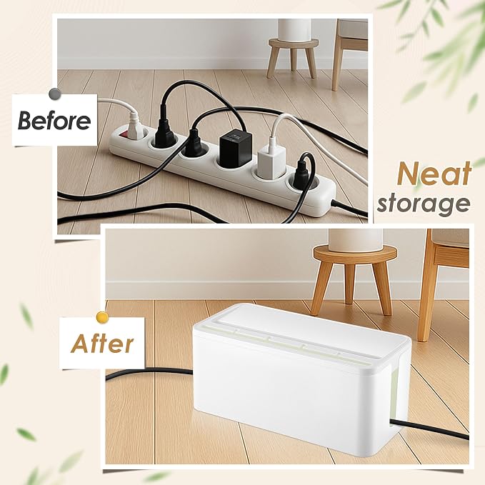 1 Pack Power Strip Cover Baby Proof & 1 Pack Outlet Cover Box | Cable Management Box with Lock, Baby Proof Power Strip with Holes for Wire Storage and Organization, Outlet Protector