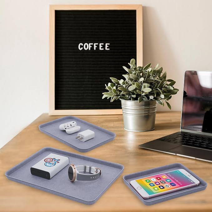 Felt Desk Tray DND Dice Game Holder EDC Catchall Caddy Glacier Gray