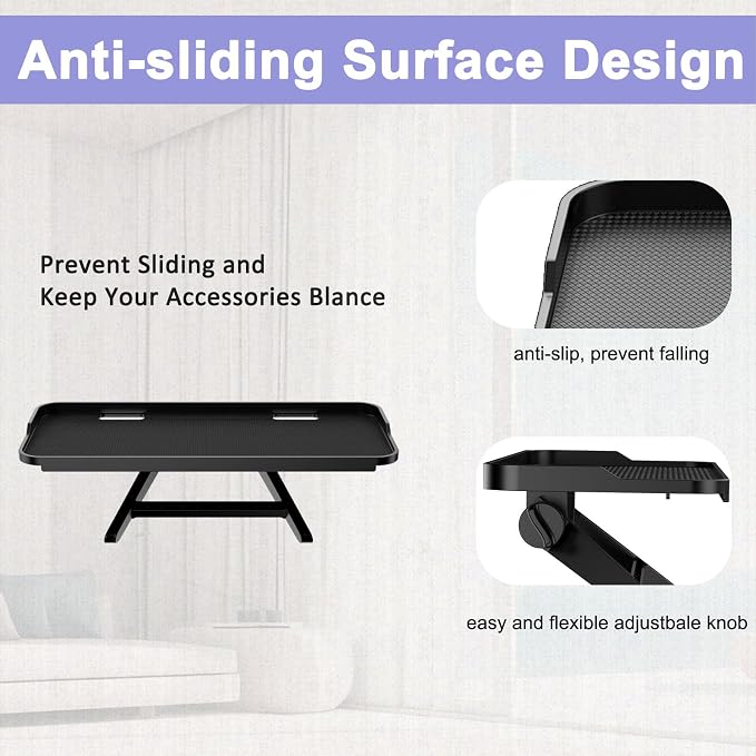 TETVIK TV Top Shelf Screen Adjustable Monitor Top Shelf Storage Bracket Tray Mount Computer Bracket for Cellphone Stand, Media Boxes, Game Console, Router, Speakers Black 2 Pieces