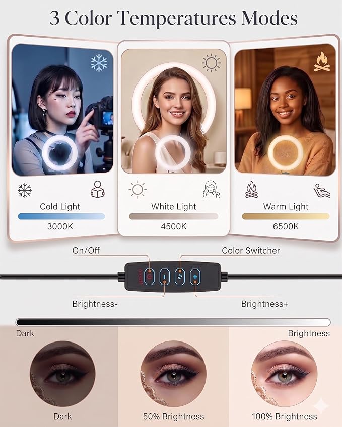 Ring Light for Computer Video Conference - Webcam Light for Monitor Clip On Remote Working Distance Learning Zoom Call Self Broadcasting and Live Streaming Influencer Light Laptop Video Conferencing
