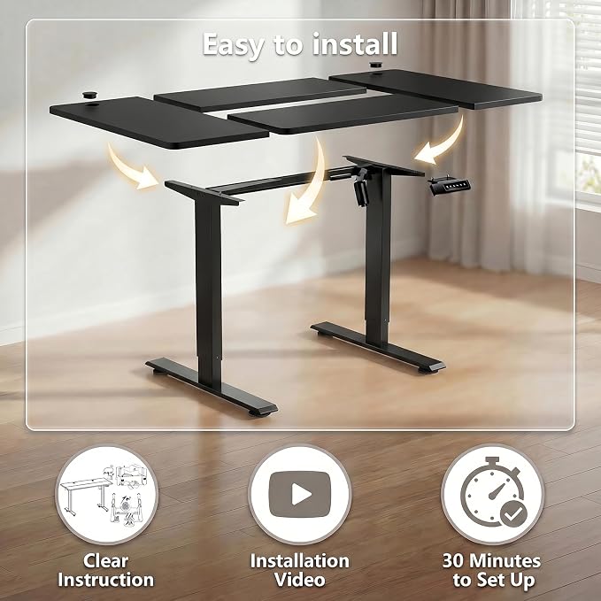Electric Standing Desk 71 x 28 Inches Adjustable Height Sit Stand Up Desk for Home Office Computer Desk Memory Preset with Wheels, Black