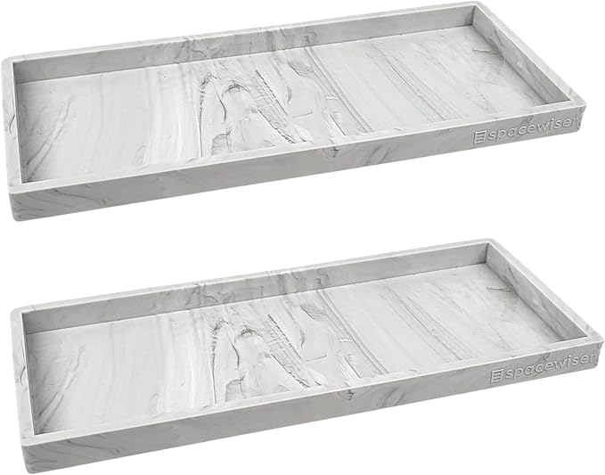 Silicone Countertop & Vanity Bathroom Tray – 2 PC 11.7" | Bathroom Tray Set, Bathroom Tray Countertop, Bathroom Counter Tray, Dish Soap Kitchen Tray & Bathroom Organizer Countertop