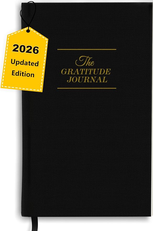 The Original Gratitude Journal with Inspiring Prompts & Quotes for Mindfulness, Reflection & Personal Growth - Daily Wellness Journal for Men & Women - Luxurious Linen Black Cover