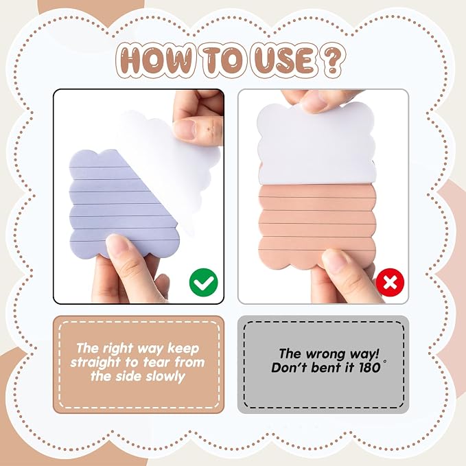 Eaasty 8 Pack Scalloped Sticky Notes Cute Adhesive Memo Pads Vintage Colors Aesthetic Lined Self Stick Note Pads 3" x 3" Pretty Wavy Sticky Notes Bulk 240 Sheets for School Office Supplies