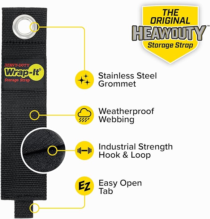 Heavy-Duty Wrap-It Storage Straps - Assorted 6-Pack - Garage Storage Extension Cord Organizer Cable Straps and Yard Cord Storage for Hose Organizer, Tools and RV Accessories