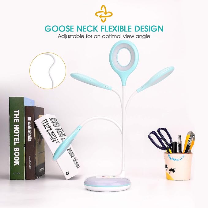 mafiti LED Desk Lamp Cordless Rechargeable Battery Operated Table Light Adjustable Gooseneck Dimmable Touch Control Color Changing RGB Eye-Caring Base Night Light for Kids with USB Charging Cable