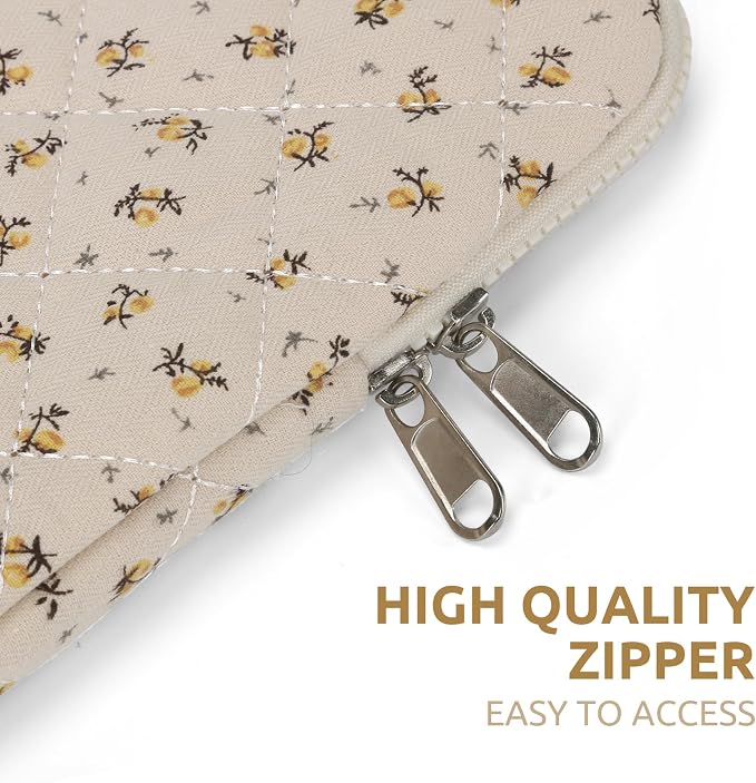 Puffy Laptop Sleeve 13-15.6 Inch Cute Quilted Laptop Protective Case Padded Floral Computer Sleeve for MacBook (A-Yellow, 11 Inch)