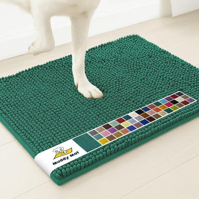Muddy Mat® | Super Absorbent Door Mat Indoor, Microfiber Quick Dry Chenille Entryway Rug, Non-Slip Front Door Mat, Indoor Mats for Entryway, Machine Washable Pet Rug, Slate Blue 19" x 30"