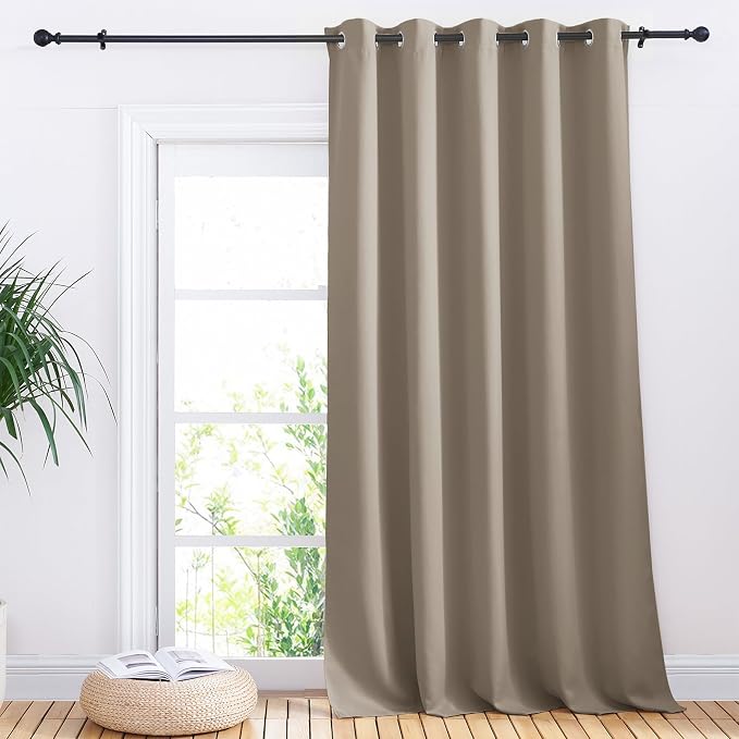 NICETOWN Sliding Door Curtains, Wide Thermal Blackout Patio Door Curtain Panel, Taupe, W70 x L95, Sliding Door Drapes/Draperies with Grommet Top