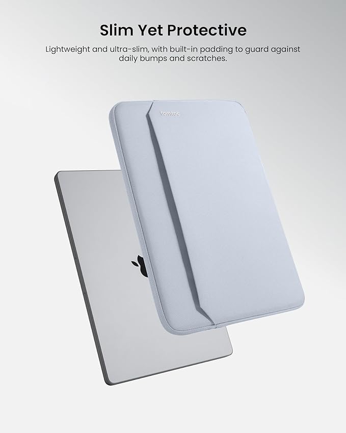 tomtoc Slim Laptop Sleeve Case for 13-inch 2026 New MacBook Air M5/A3449 M4/A3420 M3/A3113 M2/M1, Fits MacBook Neo A18 Pro, Water-Resistant Protective Carrying Case with Accessories Pocket