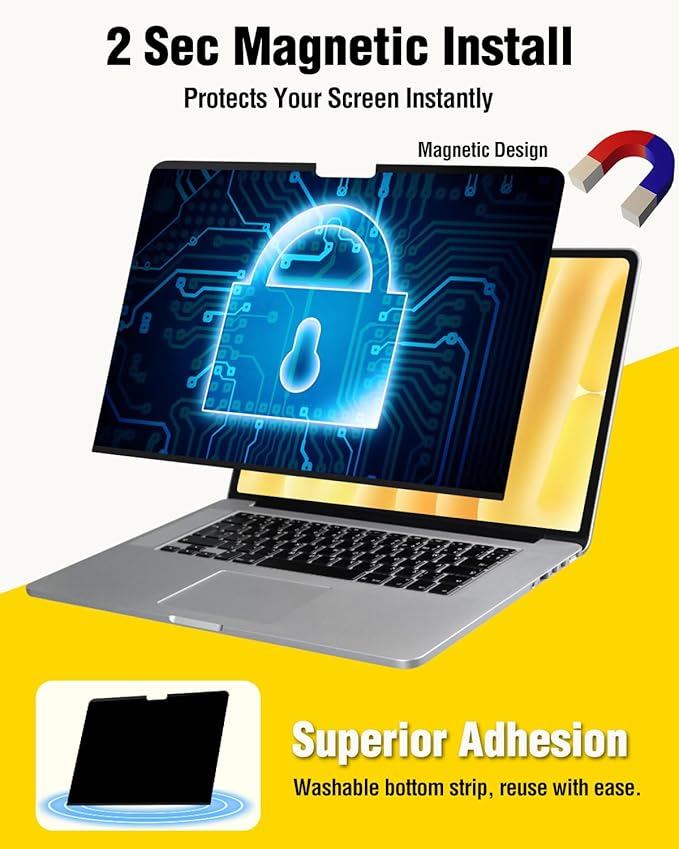 F FORITO Magnetic Privacy Screen Protector Compatible with MacBook Air 13 inch (2018, 2019, 2020, 2021, M1), Removable 360° Anti Peeping Anti Blue Light Laptop Privacy Shield