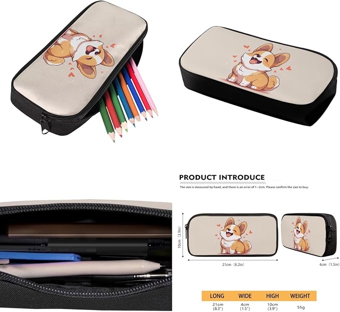 Ystardream Kids School Backpack with Lunch Box Kawaii Corgi Backpack for Girls Elementary School Large Rucksack Daypack with Pencil Case,Water Bottle Sleeve 4 Piece School Supplies for Boys and Girls