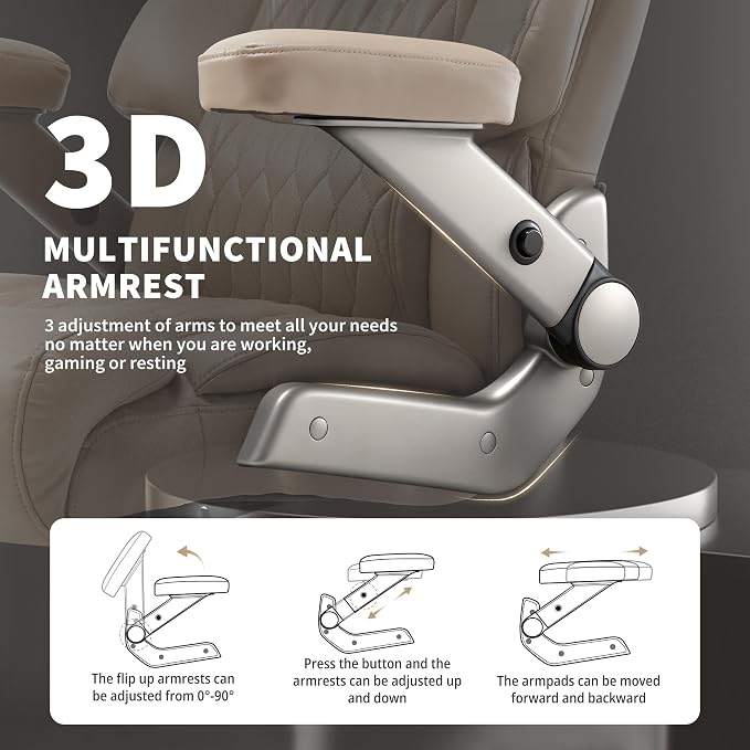 Big and Tall Office Chair 700lbs- Large High Back Executive Computer Desk Chair with 3D Flip-Up Arms, Adjustable Lumbar Support, Extra Wide Plus Size Seat, Heavy Duty Metal Base & Quiet Rubber Wheels