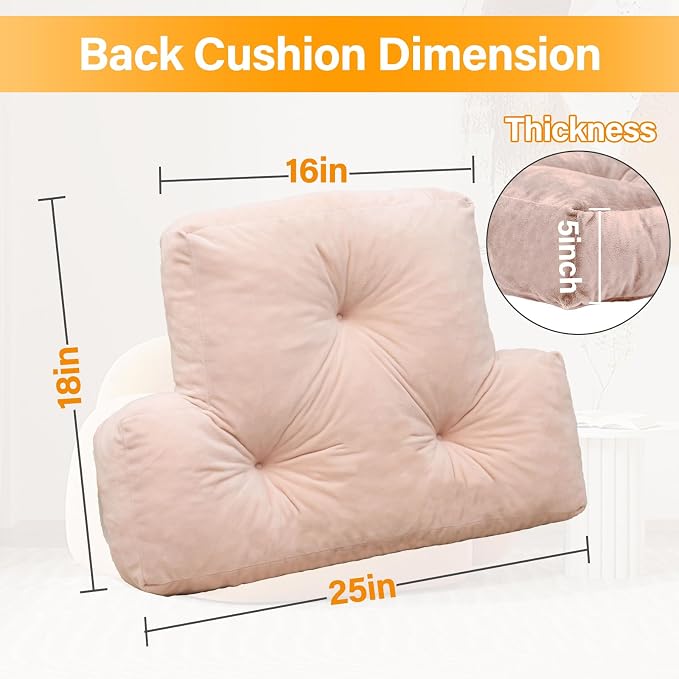 1 MIDDLE ONE Back Pillow for Chair, Memory Foam Lumbar Pillow for Back Support, Back Rest Cushion for Office, Sofa, Couch Sitting, Recliner, Bed and Lower Back Pain (Pink)