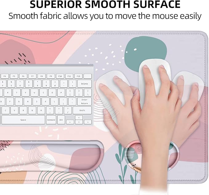 LATEEFAH Desk Mat, Mouse Pad with Wrist Rest, 4-in-1 Large Mouse Pads for Desk, Ergonomic Mouse Pad and Keyboard Wrist Rest Gaming Keyboard Mat for Office, Home