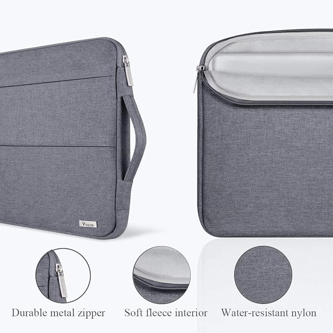 Voova 14 15 Inch Laptop Sleeve Case, Waterproof Computer Bag Cover Compatible with MacBook Air 15 M2/M3/M4 2022-2025, MacBook Pro 15, Hp chromebook 14, 14-15” Dell Lenovo Acer Asus, Grey