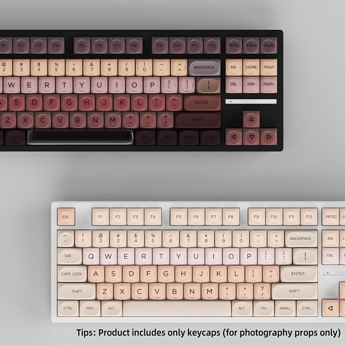 Guffercty kred Jelly Keycaps Full Set, 132pcs Cute Pink PBT Keycaps HOA Low Profile Round Custom Keycaps for 60%/65%/75%/80%/96%/100% Mechanical Gaming Keyboards(Lipstick)