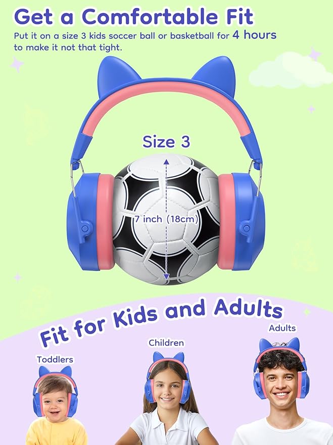 Noise Cancelling Headphones for Kids, SNR 32dB Hearing Protection Earmuffs for Noise Reduction, Ear Muff for Autism Sensory Monster Jam Derby Mowing Concert Air Show Gifts for Kids