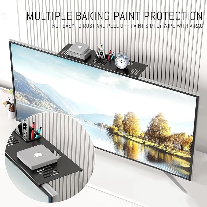 Universal Soundbar Mount No TV Top Shelf Steel Frame | Drilling Required Space-Saving Fits Most Soundbars Up to 15 lbs Compatible with Samsung, Sony, LG, Bose