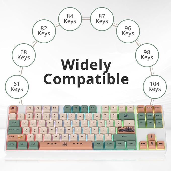 Guffercty kred 136-keycaps XDA Profile PBT Keyboard Key caps Full Set, Custom Keycaps Dye Sublimation for 61/68/84/87/108 Mechanical Keyboard (Cowboy)