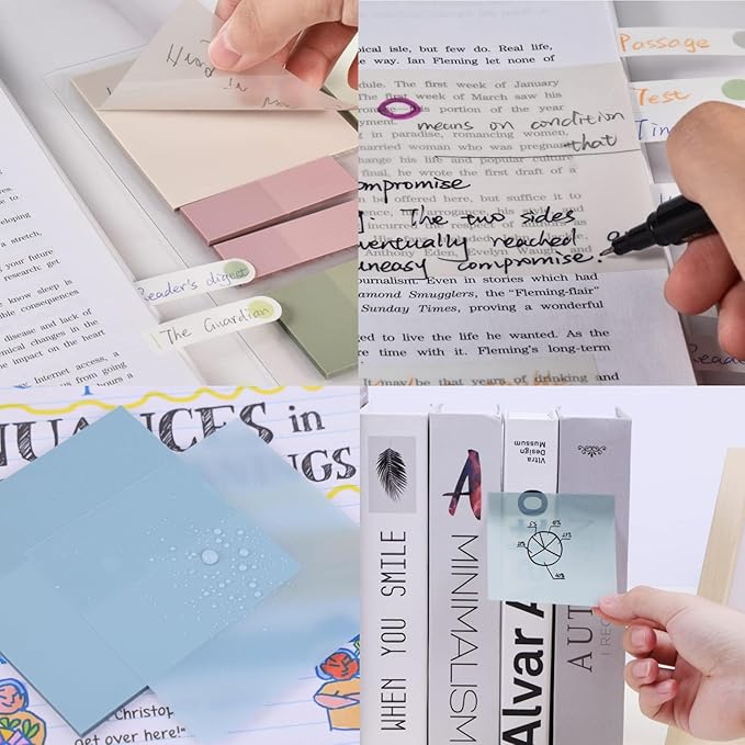 820 Sheets Transparent Bible Sticky Notes,Waterproof Clear Sticky Notes,Bible Study Clear Post It Notes Transparent for Bible Study Supplies,Office School Supplies,Book Annotation