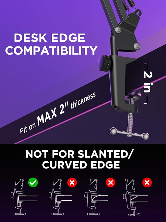 InnoGear Mic Stand for Blue Yeti, Heavy Duty Microphone Stand with Microphone Windscreen and Dual Layered Mic Pop Filter Suspension Boom Scissor Arm Stands for Blue Spark and Other Mics, Large