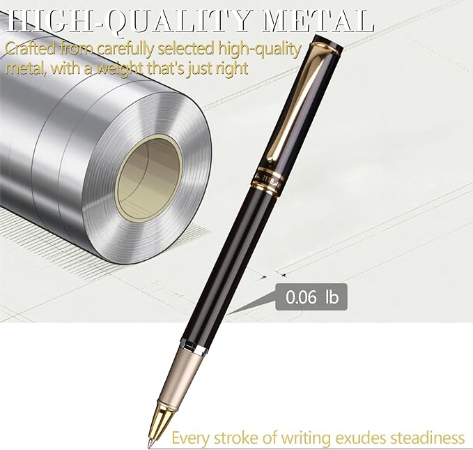 Luxury Gel Ballpoint Pens,Personalized Black Ink Pen Set with 2 Pcs Extras Replaceable Metal Refills, Ultra-Smooth Writing Experience, Perfect for Gifts,Business,Office