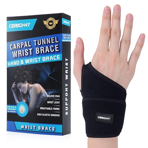 CERBONNY Carpal Tunnel Wrist Brace,1Pack Wrist Support Brace Adjustable Wrist Strap Reversible Wrist Brace for Sports Protecting/Carpal Tunnel/Arthritis-Right