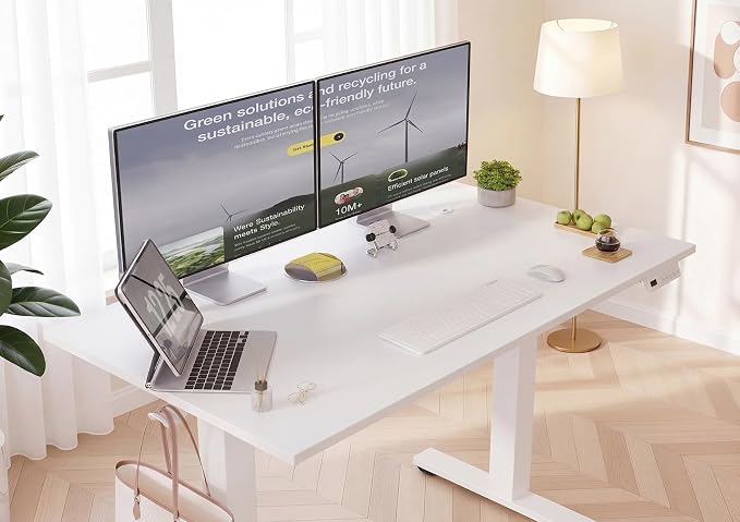 YDN Electric Standing Desk, 40x24 Inch, White | 3 Memory Presets, Cable Management, Adjustable Height, Sit Stand, Computer Workstation, Home Office