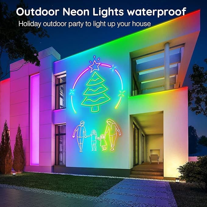 SINLEY Led Neon Rope Lights 100FT,Control with App/Remote,Flexible Led Rope Lights,Multiple Modes,IP68 Outdoor RGB Neon Lights Waterproof,Music Sync Gaming Led Strip Lights for Bedroom Indoor