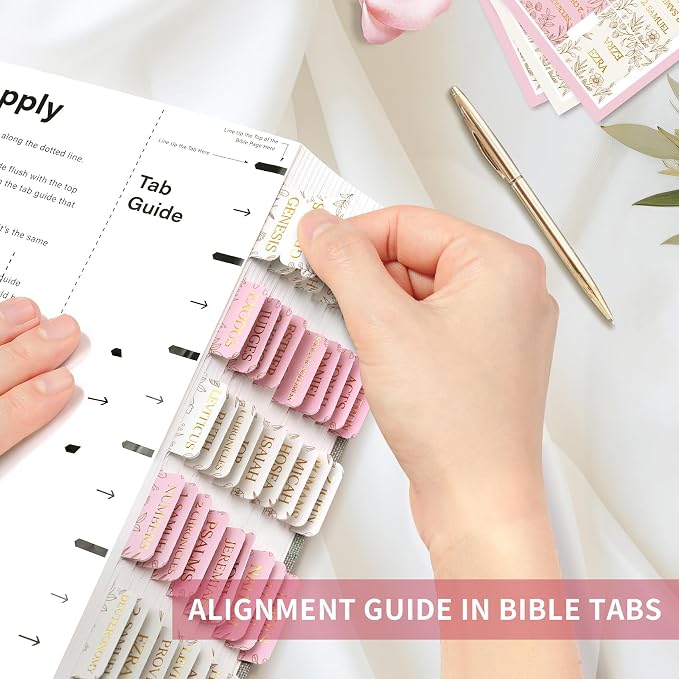 Bible Tabs for Women & Men, Bible Tabs for Study Bible, Large Print Bible Tabs for Easy Navigation, Bible Index Tabs, 66 Tabs Old & New Testament, Extra 9 Blank Tabs - Sketch Floral