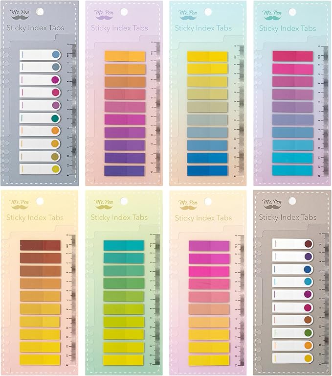 Mr. Pen- Colorful Sticky Tabs, 1600 pcs, Translucent Page Markers | Water-Resistant Book Tabs for Annotating, Bible Study, Planning, Indexing & Document Organization