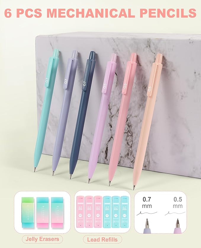 56 PCS Aesthetic School Supplies with Large Pencil Case, 5 Inspirational Ballpoint Pens, 12 Pastel Highlighters, 5 Black Ink Gel Pens, 6 Mechanical Pencils 0.5-0.7mm College Student Essentials (Beige)