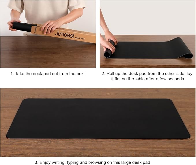 Dual Sided Desk Pad Faux Leather Desk Mat Large Mouse Pad | Desk Pad Protector Non-Slip Waterproof Desk Mouse Pad for Writing Desk, Office, Home(White Gray 31.5"X15.7")