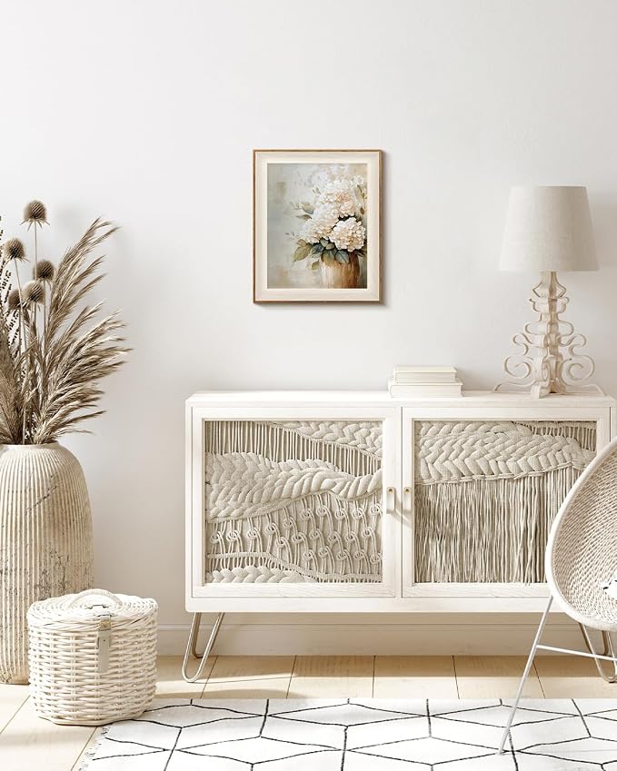 VIYYIEA Framed Wall Art for Living Room, Natural Canvas Prints, Vintage Home Decor, Flowers Painting Picture, Bathroom Wall Decor Gifts for Friends or Family - 12L x 10W