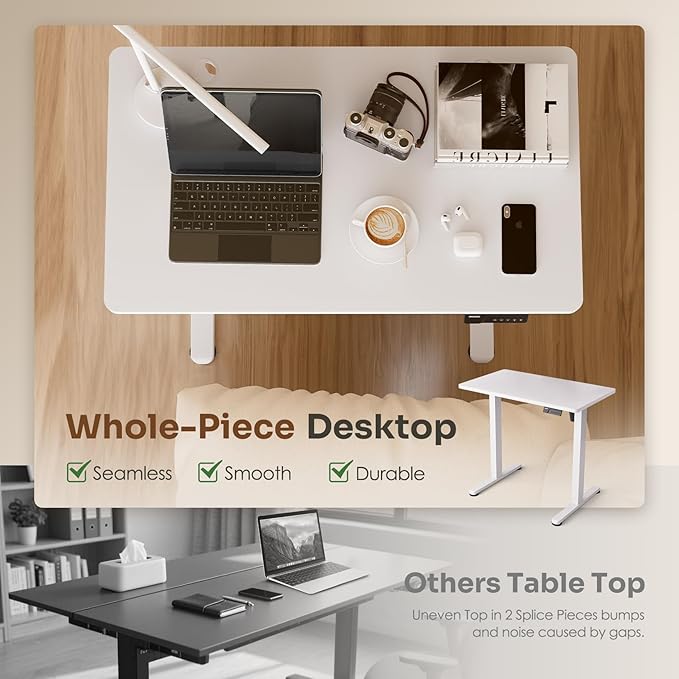 Monomi Standing Desk, 39.4‘’ Small Sit Stand up Height Adjustable Electric Standing Desk with 3 Memory Setting, Ergonomic Home Office Computer Desk, White