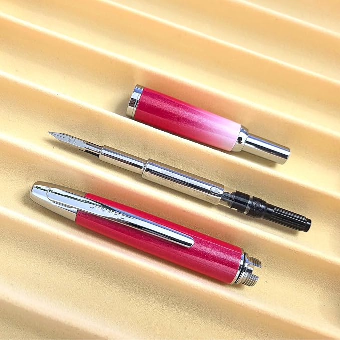 Jinhao 10 Retractable Fountain Pen, Rose Red EF Writing Pen with Converter and Pen Box