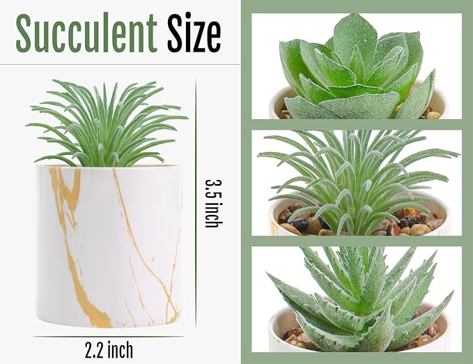 Der Rose 3 Pack Small Fake Plants Succulents Plants Artificial in Pots for Home Office Desk Decor for Women