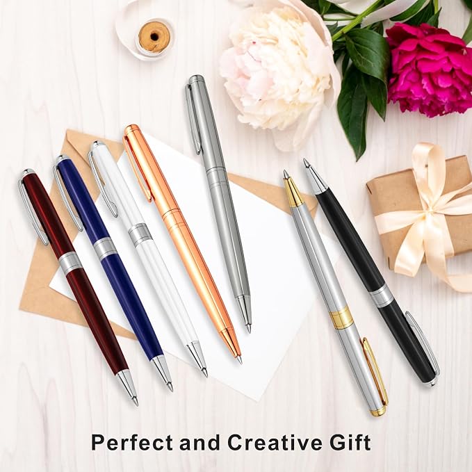 Cambond Ballpoint Pens Black Ink - Weighted Metal Twist Red Pens for Police Uniform Flight Attendant Business, 1.0 mm Medium Point Smooth Writing, 3 Pens with 3 Extra Refills (Red)
