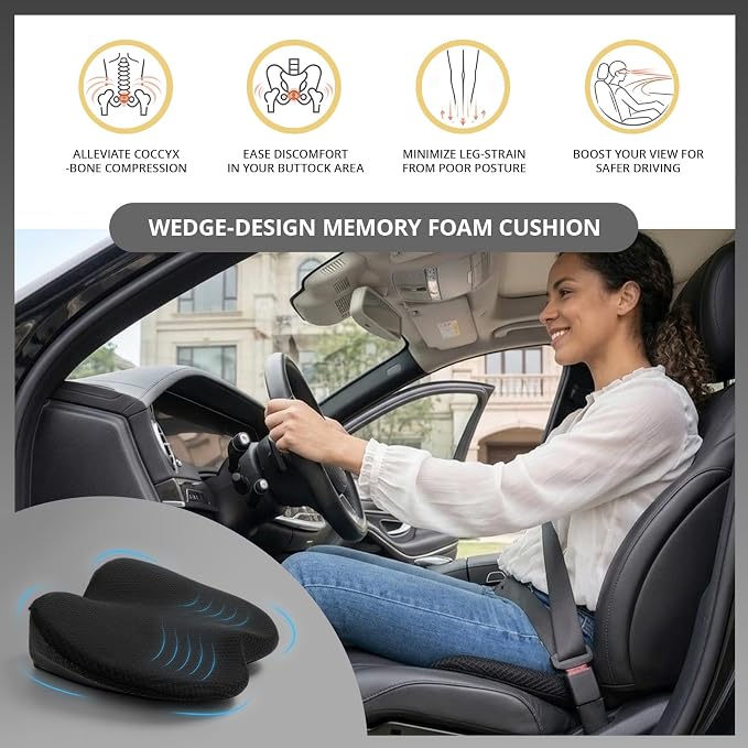 Car Seat Cushions for Driving | Car Seat Cushions,Relieve Sciatica & Back Pain, Improve Driving Posture, Ergonomic Truck Seat Cushion for Long Commute