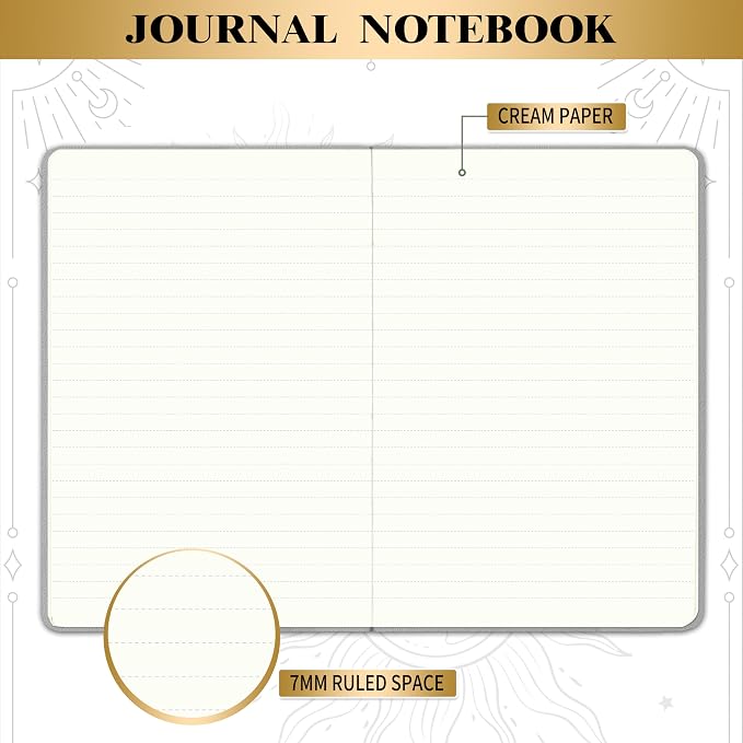 Artfan Ruled Notebook/Journal – Premium Thick Paper Classic Writing Notebook with Pocket + Page Dividers Gifts, Banded, Large, 128 Pages, Hard Cover, Lined (5.3" x 8.26") - Silver Grey