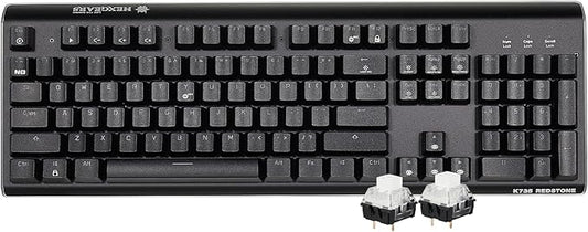 Hexgears GK735 Mechanical Gaming Keyboard Kailh Box White Switch 104 Keys ABS Keycaps Wired Gaming Keyboard with White LED Backlight, Ergonomic Design for Windows Laptop PC Mac (No Light Strip)