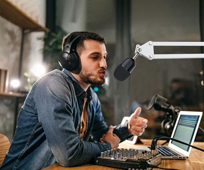 YOUSHARES Razer Seiren Mini Boom Arm with Pop Filter - Mic Stand with Foam Cover Windscreen Compatible with Razer Seiren Mini Streaming Microphone(White)