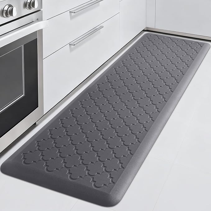 4/5 Inch Thick Anti-Fatigue Kitchen Mat Water Resistant Non-Slip Kitchen Floor Mat Ergonomic Comfort Standing Mat for Home Kitchen Office Laundry 17.3"x 60" Grey