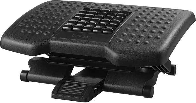Kantek Premium Ergonomic Height Adjustable Under Desk Footrest, 3 Height Setting, Foot Adjustable Tilt Angle, Supports Feet/Legs, Black