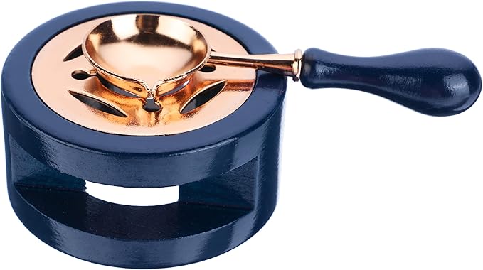 SWANGSA Wax Seal Warmer Kit, Sealing Wax Furnace Tool with 2pcs Wax Seal Pens + Wax Seal Spoon and 2pcs Candles for Sealing Wax Stamp Wedding Invitation Envelope Letter (Starry Blue)