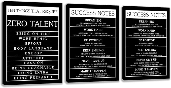 Motivational Wall Decor Paintings Inspirational Office Wall Decor Posters Prints 3 Pieces Bedroom Decor Living Room Office Canvas Picture Wall Painting Home Decoration Framed Artwork (48" Wx24 H)