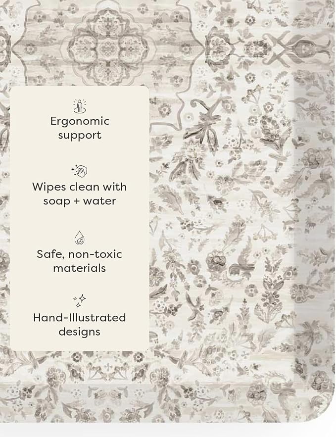 House of Noa Nama Standing Mat – Anti-Fatigue Kitchen Mats for Floor, Cushioned & Non-Slip Kitchen Comfort Mat for Standing, Thick Foam Anti-Fatigue Mat for Kitchen & Workspaces, Emile Latte 22" x 72"