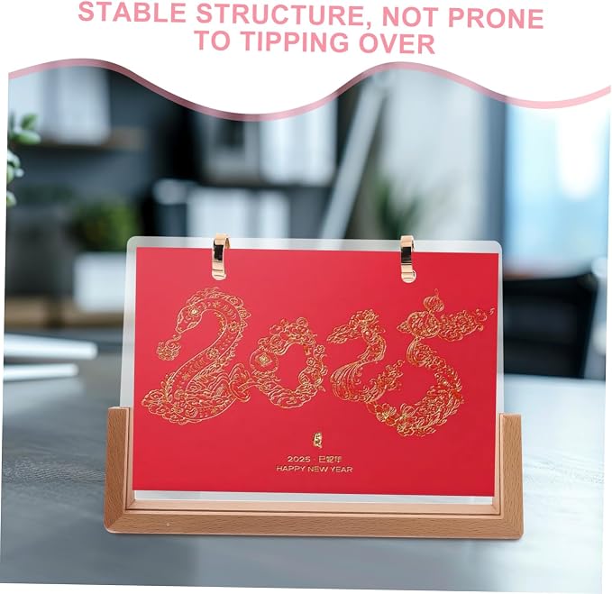 NUOBESTY 1set Wooden Desk Calendar Base Support for Daily Use Sturdy Structure for Photos Notes Quick Assembly Versatile Display Stand for Home Office