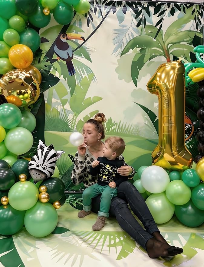 Green Balloon Arch Garland Kit,131PCS Graduation Balloon Arch Kit, Shades of Green and Gold Balloons in Different Sizes for Graduation Party 2026, Jungle Safari Birthday, Baby Shower Decor